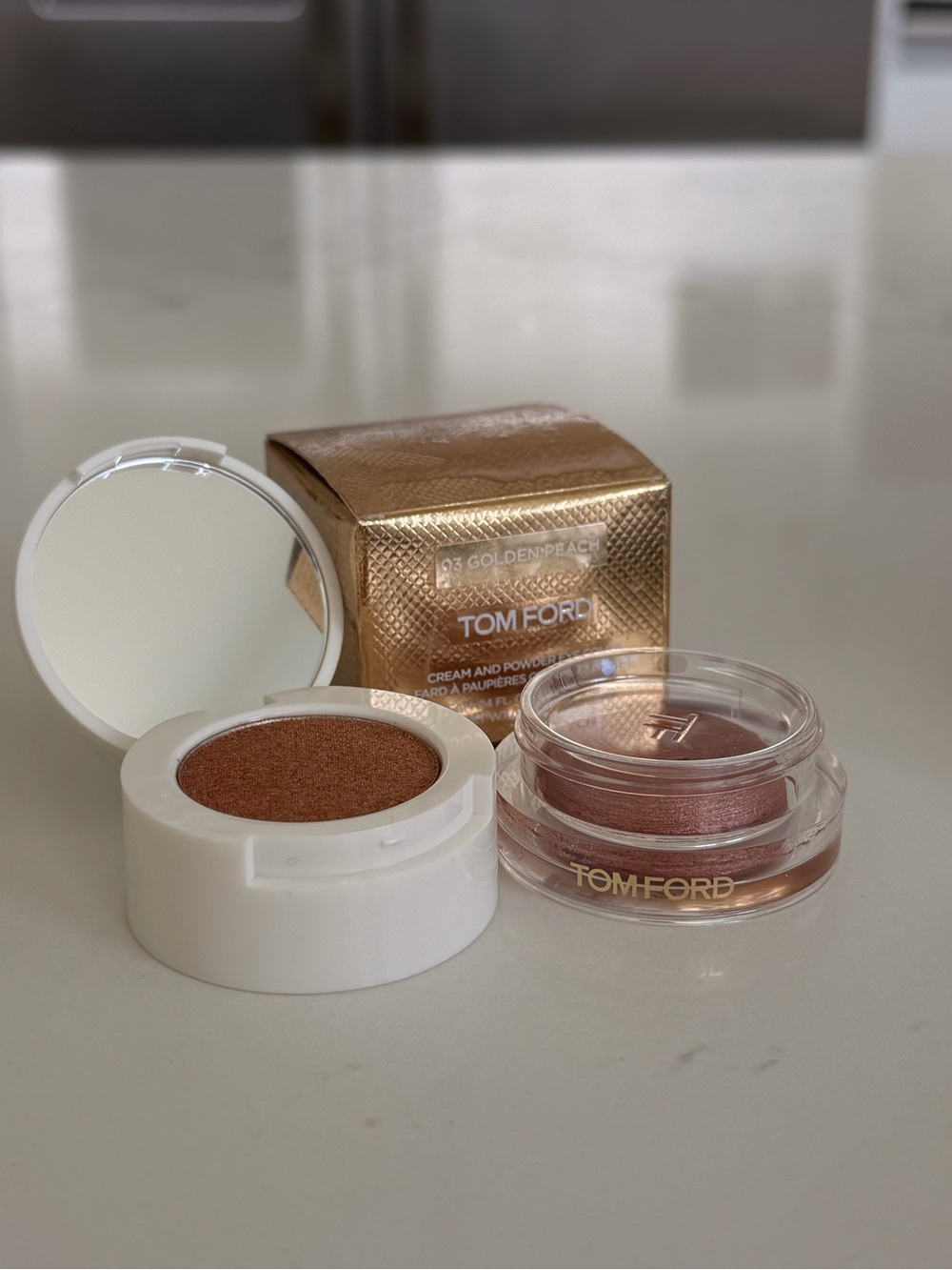 New/Unused Tom Ford Golden Peach Duo Cream & Powder Eyeshadow. Discontinued